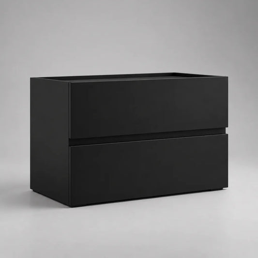 Meuble sous-vasque rectangulaire en MDF noir mat à 2 tiroirs, 80 × 46 × 60 cm